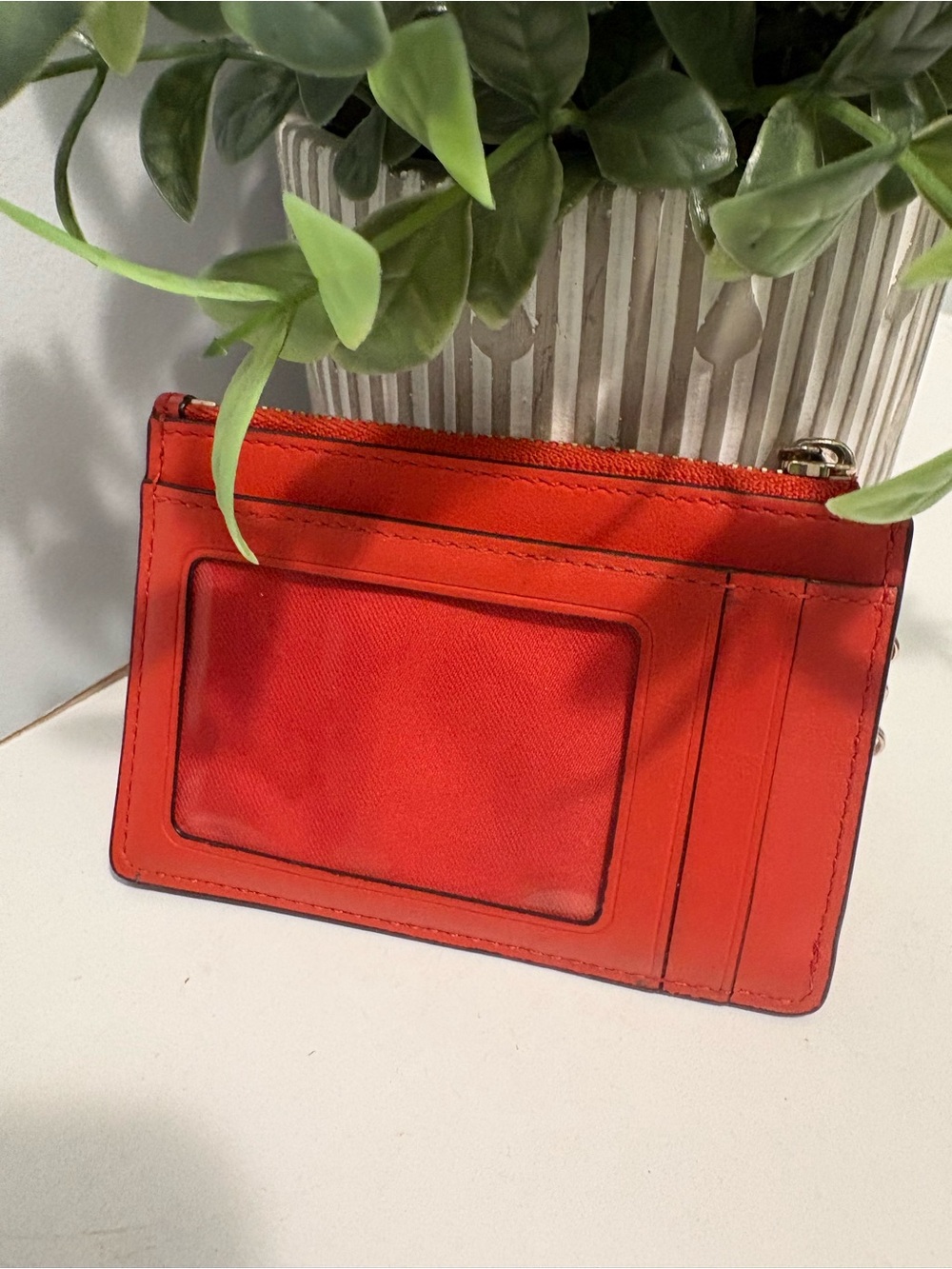 Coach Leather Zip Card Case / ID Holder Keychain - Picture 2 of 4